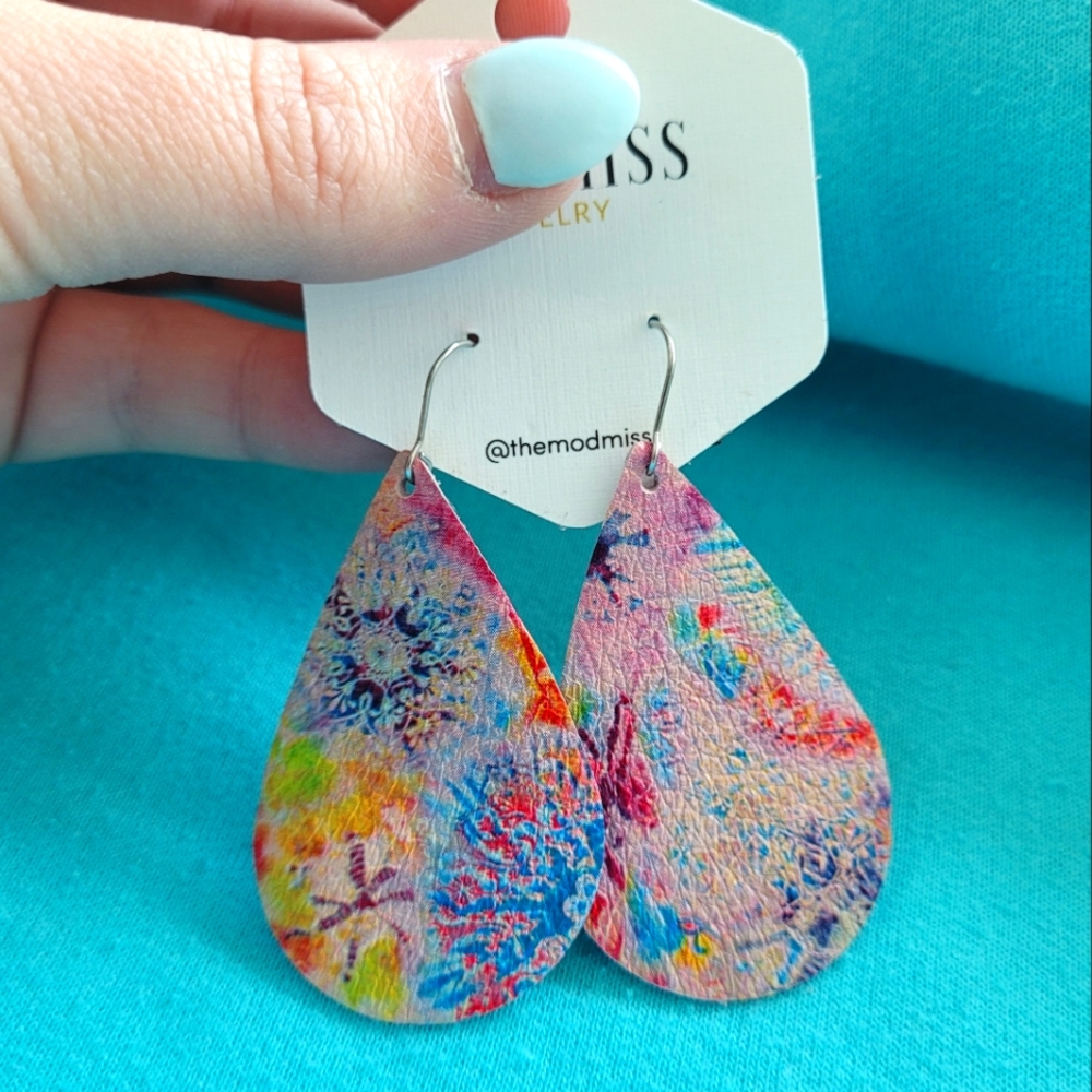 Tie Dye Leather Earrings